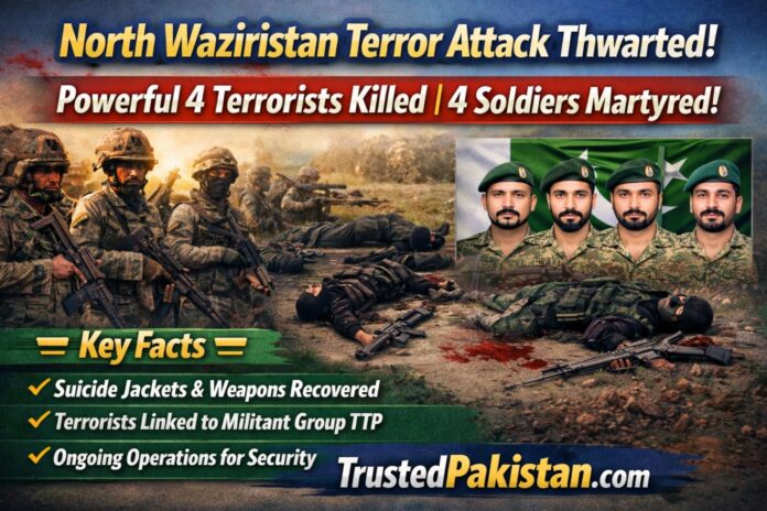 North Waziristan Terror Attack Thwarted | Powerful 4 Terrorists Killed | 4 Soldiers Martyred | trustedpakistan.com