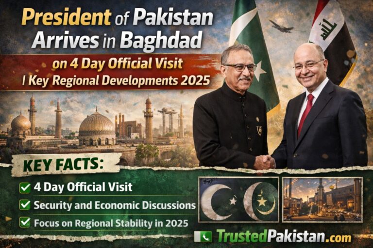 President of Pakistan Arrives in Baghdad on 4 Day Official Visit | Key Regional Developments 2025 | trustedpakistan.com