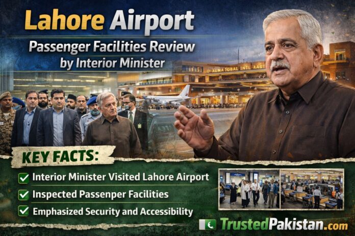 Lahore Airport Passenger Facilities Review by Interior Minister | trustedpakistan.com
