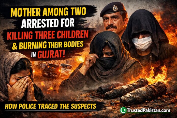 Mother Among Two Arrested for Killing Three Children and Burning Their Bodies in Gujrat | How Police Traced the Suspects | trustedpakistan.com