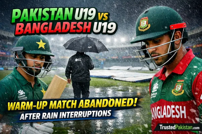 Pakistan U19 vs Bangladesh U19 Warm-Up Match Abandoned After Rain Interruptions | trustedpakistan.com