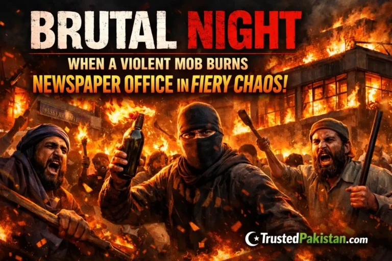 Violent Mob Burns Newspaper Office in Fiery Chaos | trustedpakistan.com
