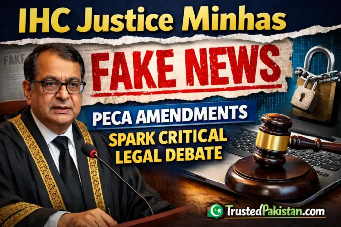 IHC Justice Minhas Fake News PECA Amendments Spark Critical Legal Debate | trustedpakistan.com