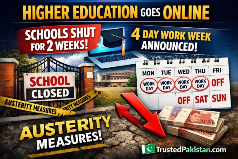 Higher Education Goes Online Schools Shut for 2 Weeks 4 Day Work Week Announced as Austerity Measures | trustedpakistan.com